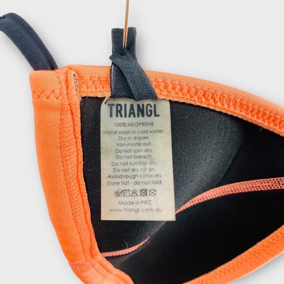 Triangl Neoprene Scuba Neon Orange Triangle String Tie Bikini Top Small - Picture 7 of 9